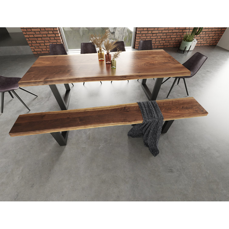 Wood and metal online dining bench